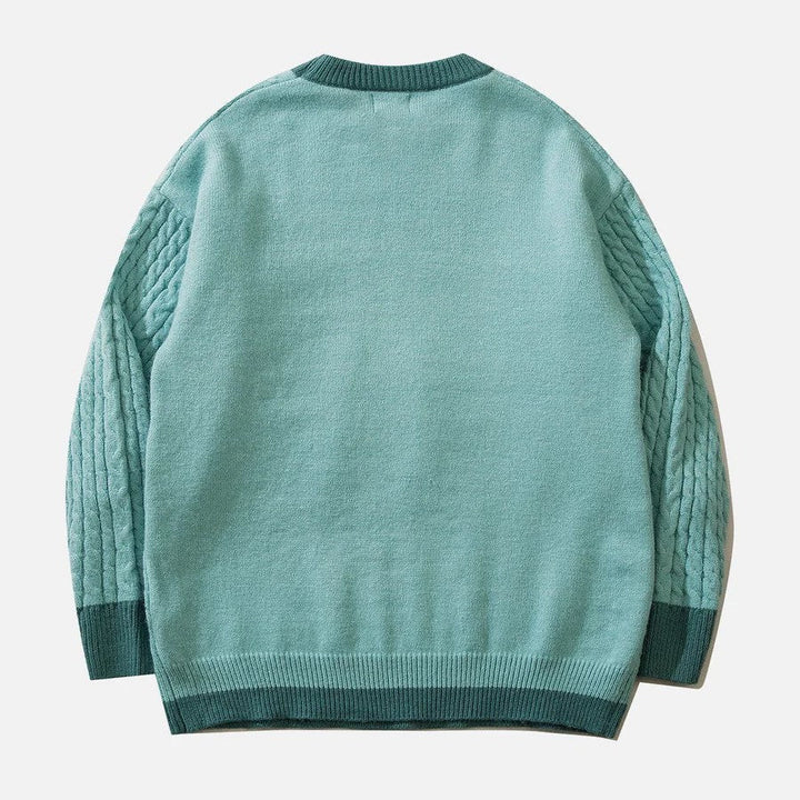 Stilla | Drejet Pullover Med Pastel Sky Mønster