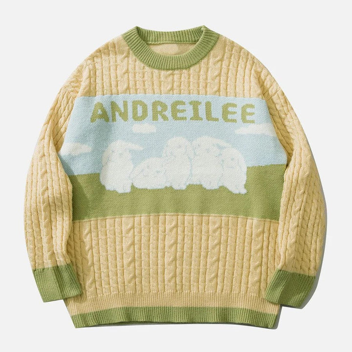 Stilla | Drejet Pullover Med Pastel Sky Mønster