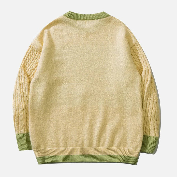 Stilla | Drejet Pullover Med Pastel Sky Mønster