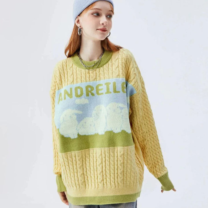 Stilla | Pullover af snoet maskenvare med pastelfarvet skyllemønster