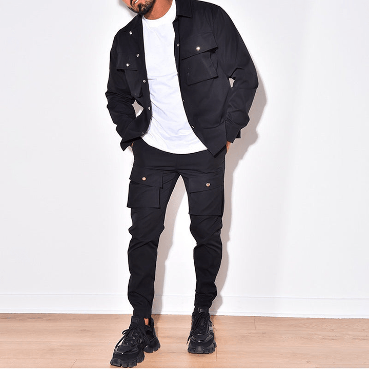 Skovae | To-delt herre cargo suit herre cargo bukser & skjorte trendy