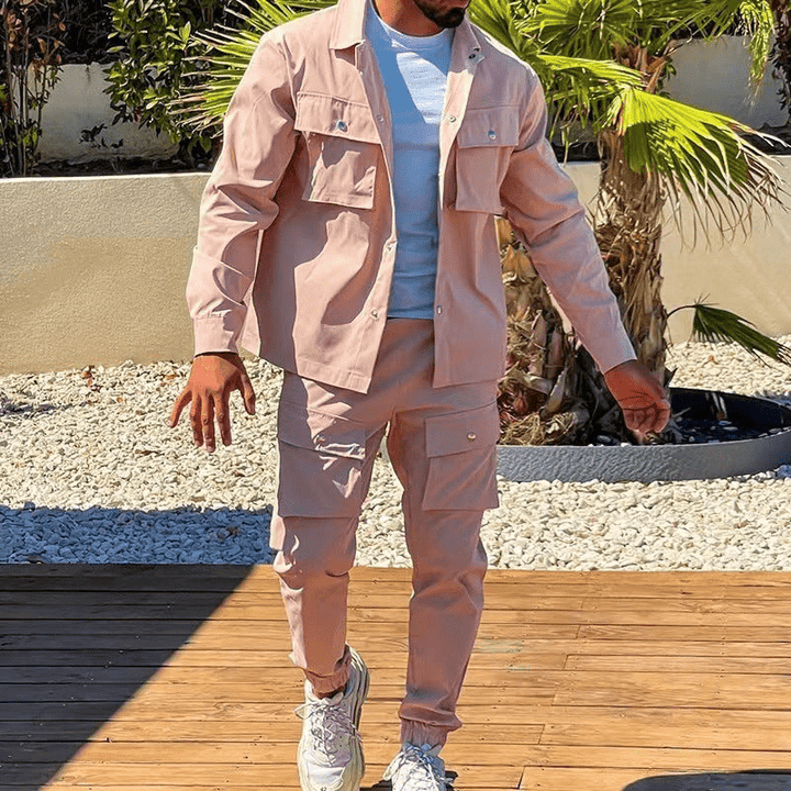 Skovae | To-delt herre cargo suit herre cargo bukser & skjorte trendy