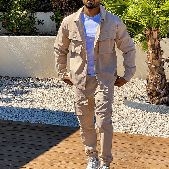 Skovae | To-delt herre cargo suit herre cargo bukser & skjorte trendy