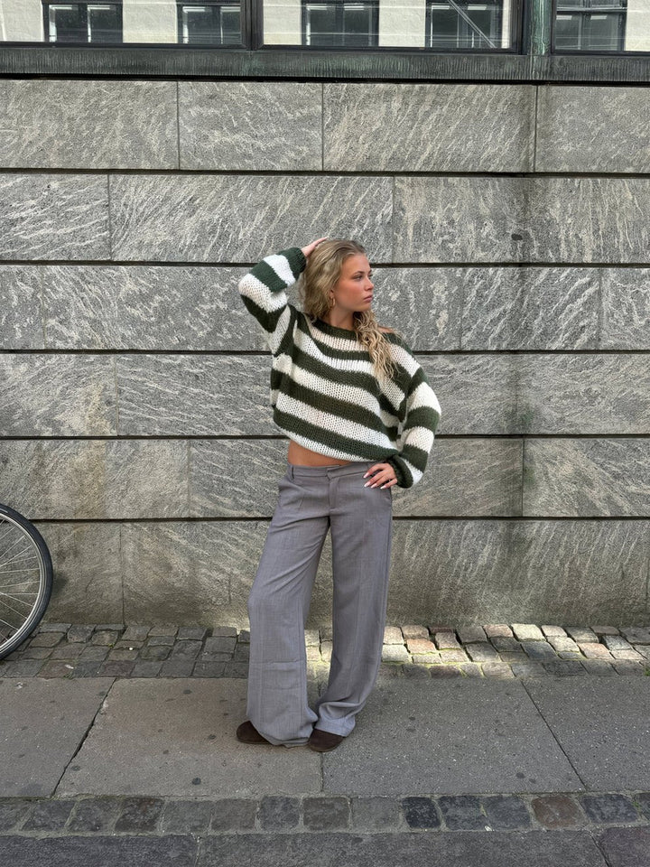 Stilla | Stribet Finstrik Pullover