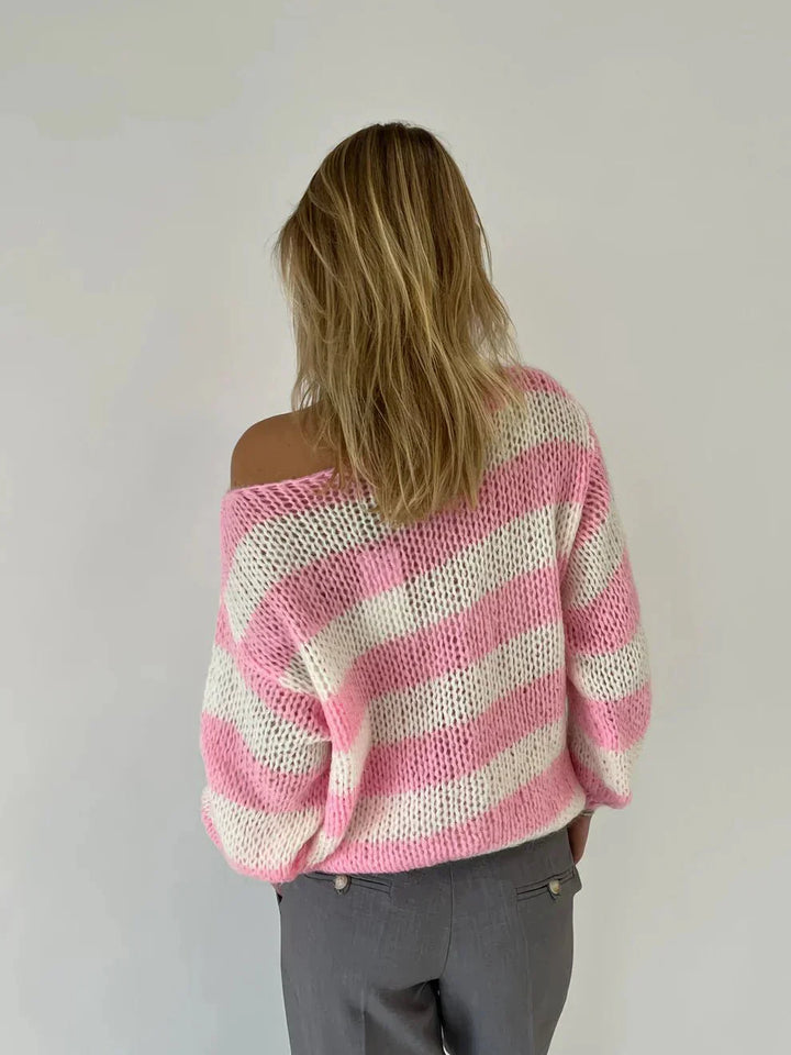 Stilla | Stribet Finstrik Pullover