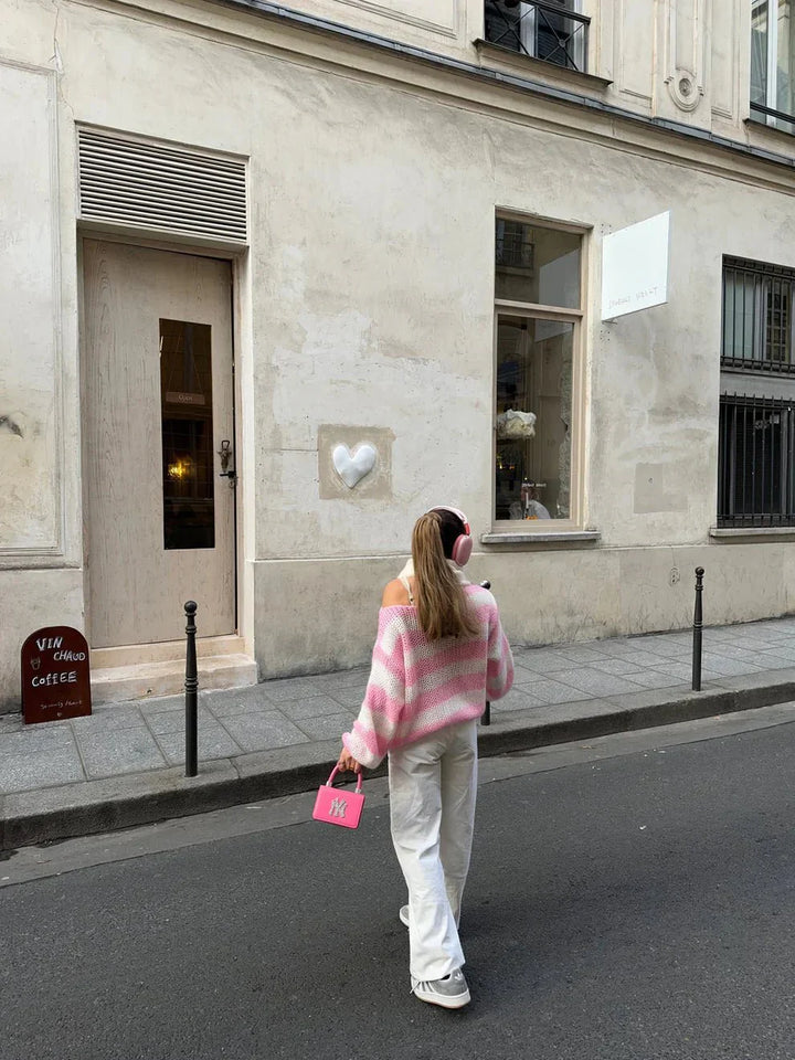 Stilla | Stribet Finstrik Pullover