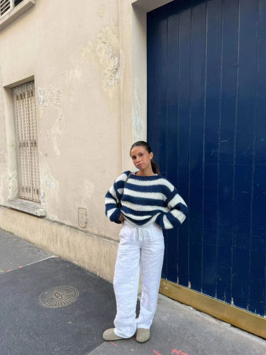 Stilla | Stribet Finstrik Pullover