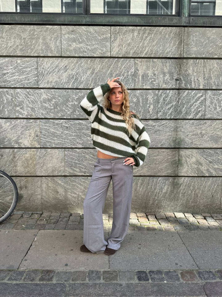 Stilla | Stribet Finstrik Pullover
