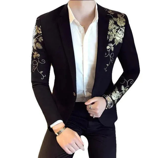 Stilla | Herre Blazer - Floral Guldmønster Fritidsblazer