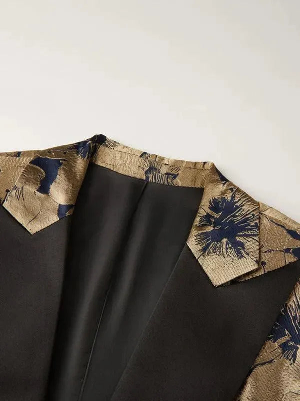 Stilla | Herre Blazer - Guld Mønster Smoking Blazer