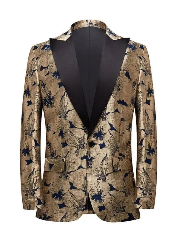 Stilla | Herre Blazer - Guld Mønster Smoking Blazer