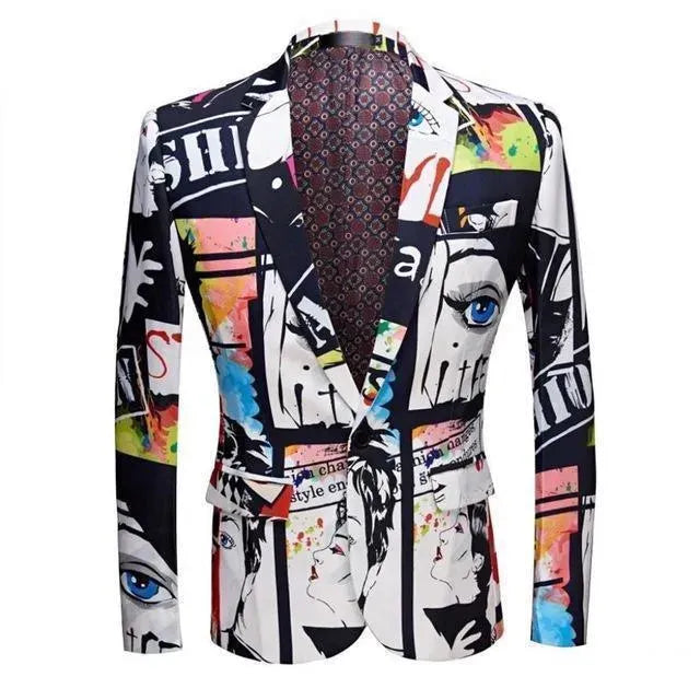 Stilla | Herre Blazer - Multicolor Ansigtstryk Blazer