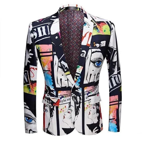 Stilla | Herre Blazer - Multicolor Ansigtstryk Blazer