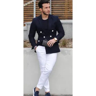 Stilla | Herre Blazer - Marineblå Dobbeltknaps Blazer