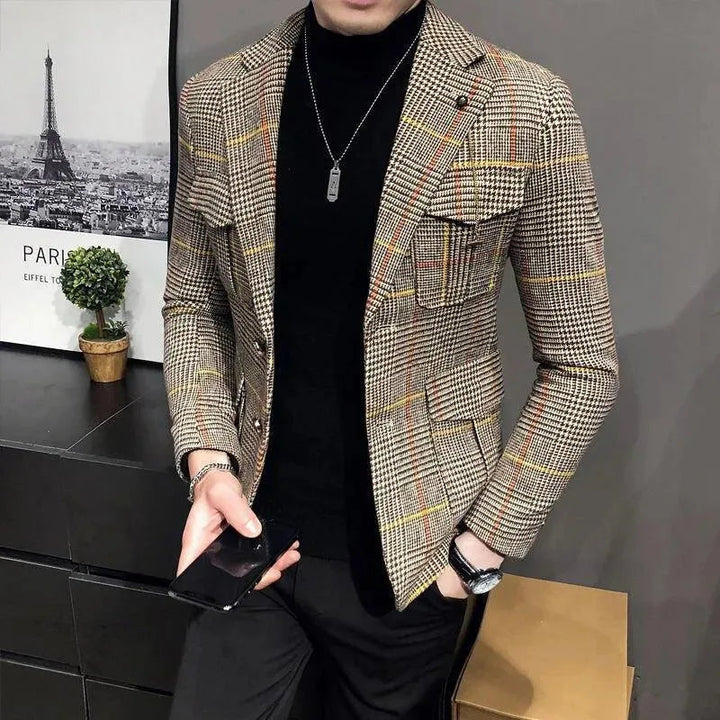 Stilla | Herre Blazer - Tjekket Houndstooth Blazer