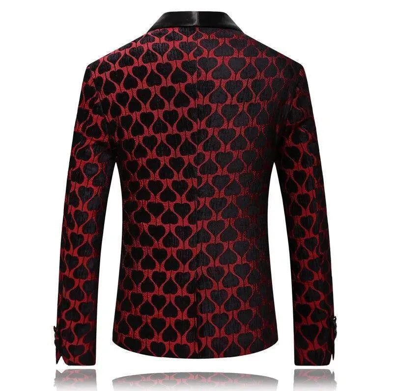 Stilla | Herre Blazer - Rød Reverskrave Smoking Blazer