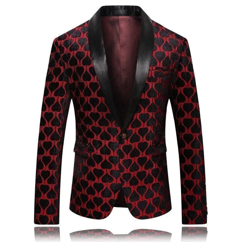 Stilla | Herre Blazer - Rød Reverskrave Smoking Blazer