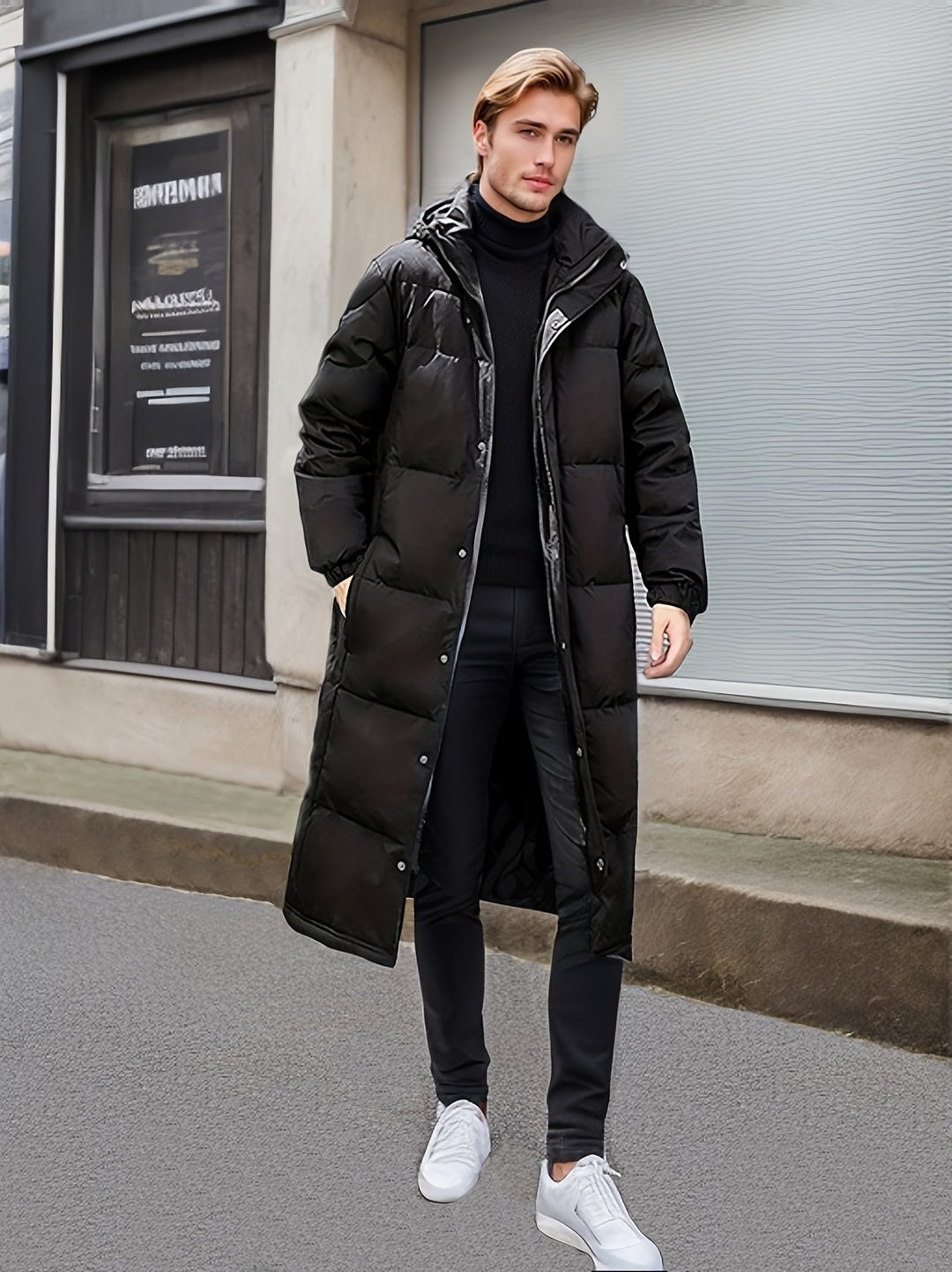 Stilla | Herre Lange Vinterjakke: Varme Polstret Loose Fit Lynlås Design