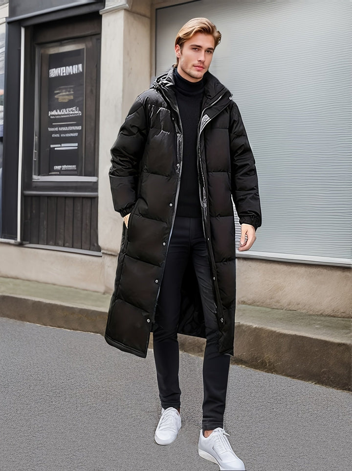 Stilla | Herre Lange Vinterjakke: Varme Polstret Loose Fit Lynlås Design