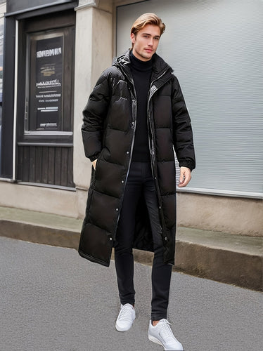 Stilla | Herre Lange Vinterjakke: Varme Polstret Loose Fit Lynlås Design