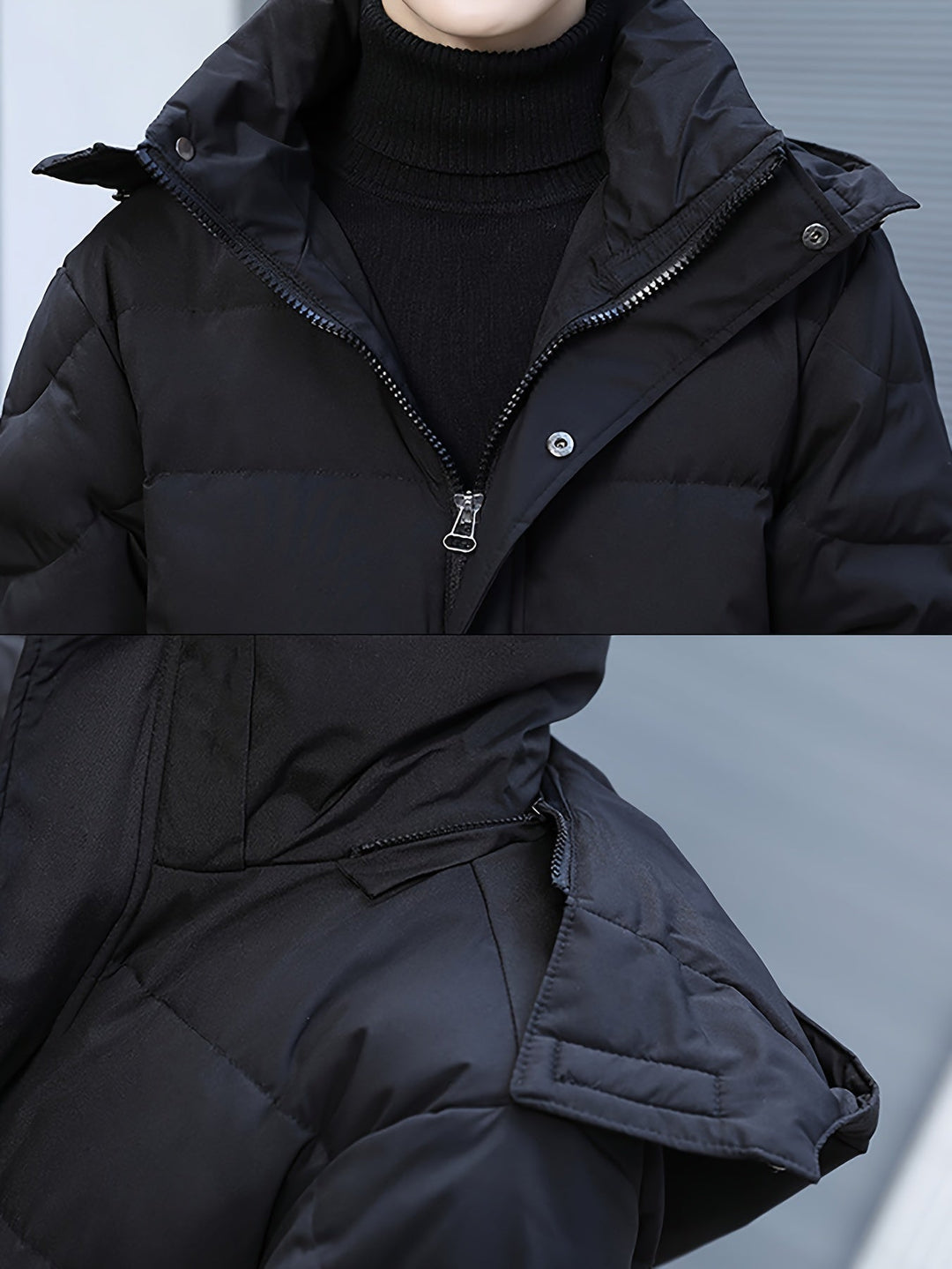 Stilla | Herre Lange Vinterjakke: Varme Polstret Loose Fit Lynlås Design
