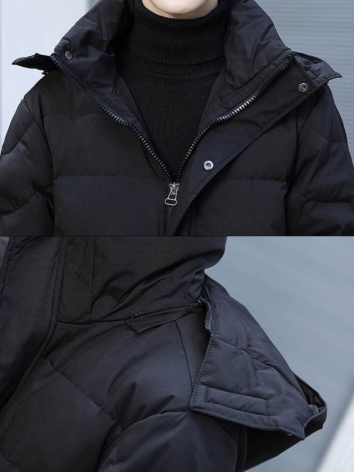 Stilla | Herre Lange Vinterjakke: Varme Polstret Loose Fit Lynlås Design