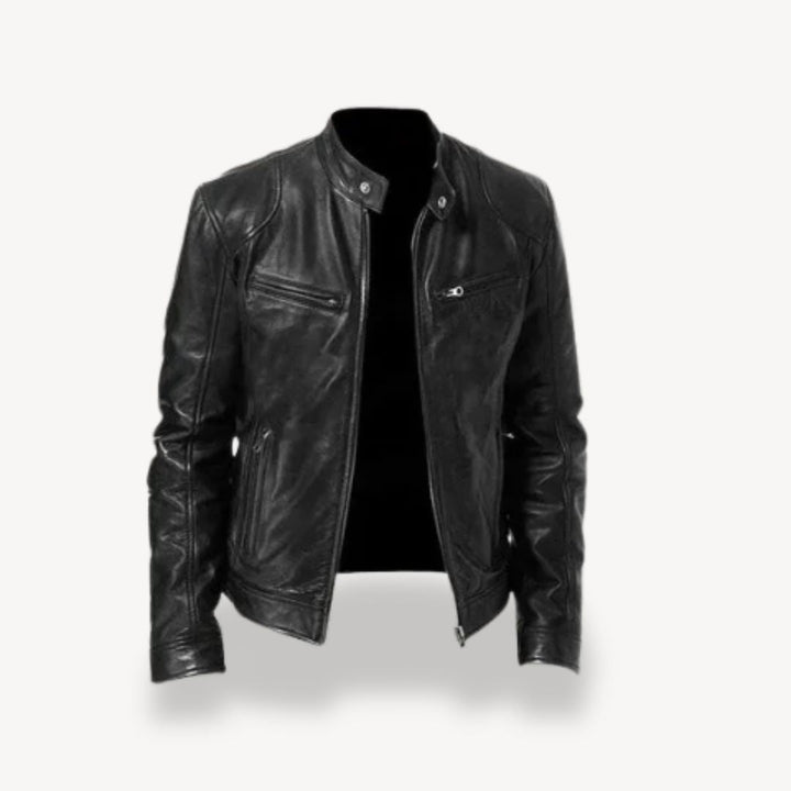 Stilla | Herre Premium Læder Bikerjakke - Lynlås-stil