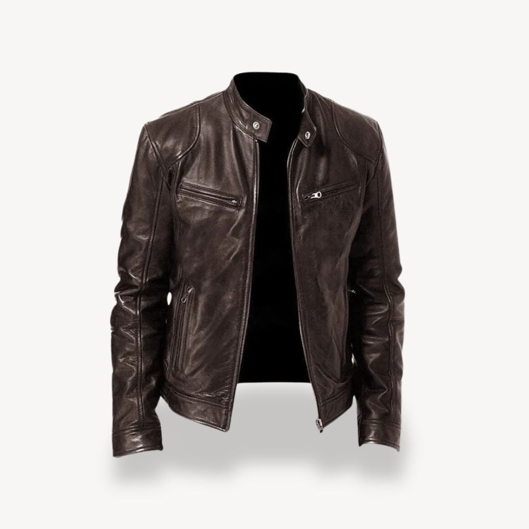 Stilla | Herre Premium Læder Bikerjakke - Lynlås-stil