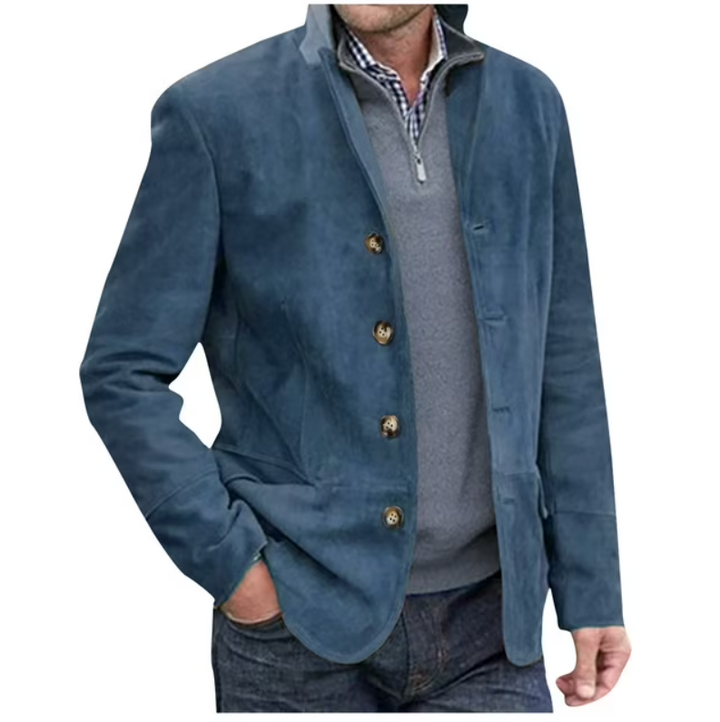 Stilla | Herre Suede Blazer Jakke, Blå & Brun, Elegant & Alsidig