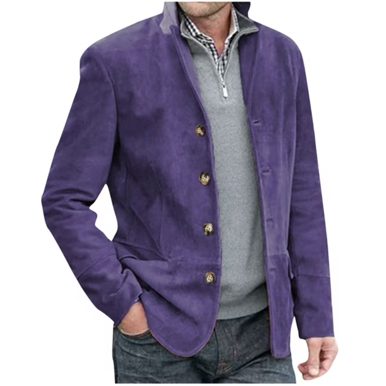 Stilla | Herre Suede Blazer Jakke, Blå & Brun, Elegant & Alsidig