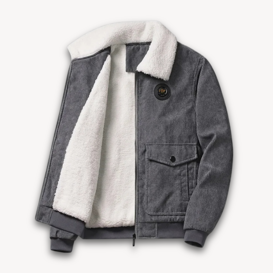 Stilla | Herre vintercord-jakke med Sherpa-for.