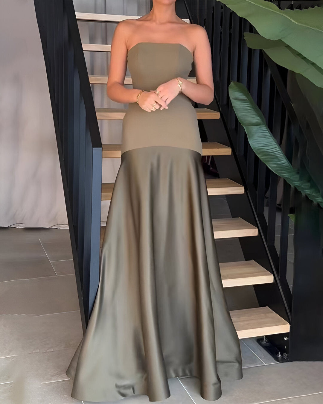 Stilla | Sexy Luksus Patchwork Strapless Maxi Kjole