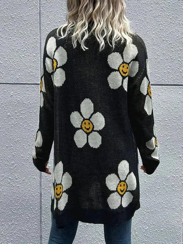 Stilla | Længde Floral Strikjakke Pullover