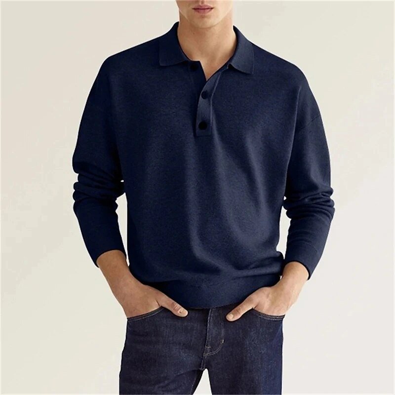 Stilla | Klassisk Langærmet Poloshirt til Mænd