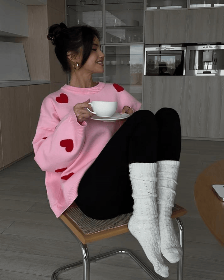 Stilla | Størrelse Strikpullover Med Hjerter