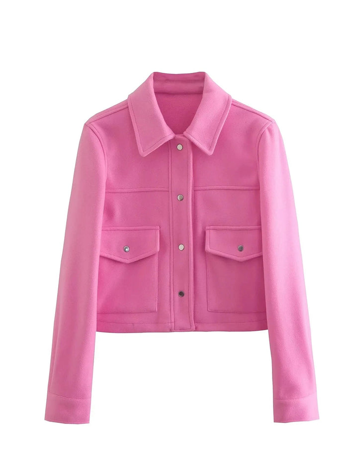 Stilla | Jakke Kort klip Taljeret pasform Knaplukning Utility-brystlommer