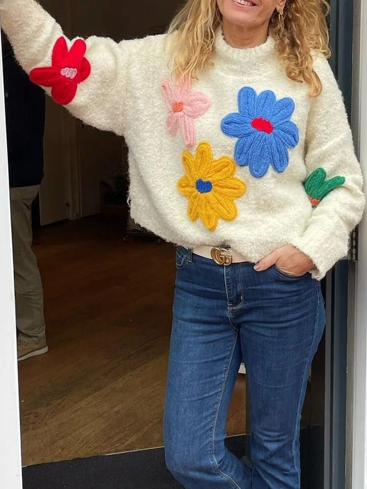Stilla | Blomster Strikpullover til Damer