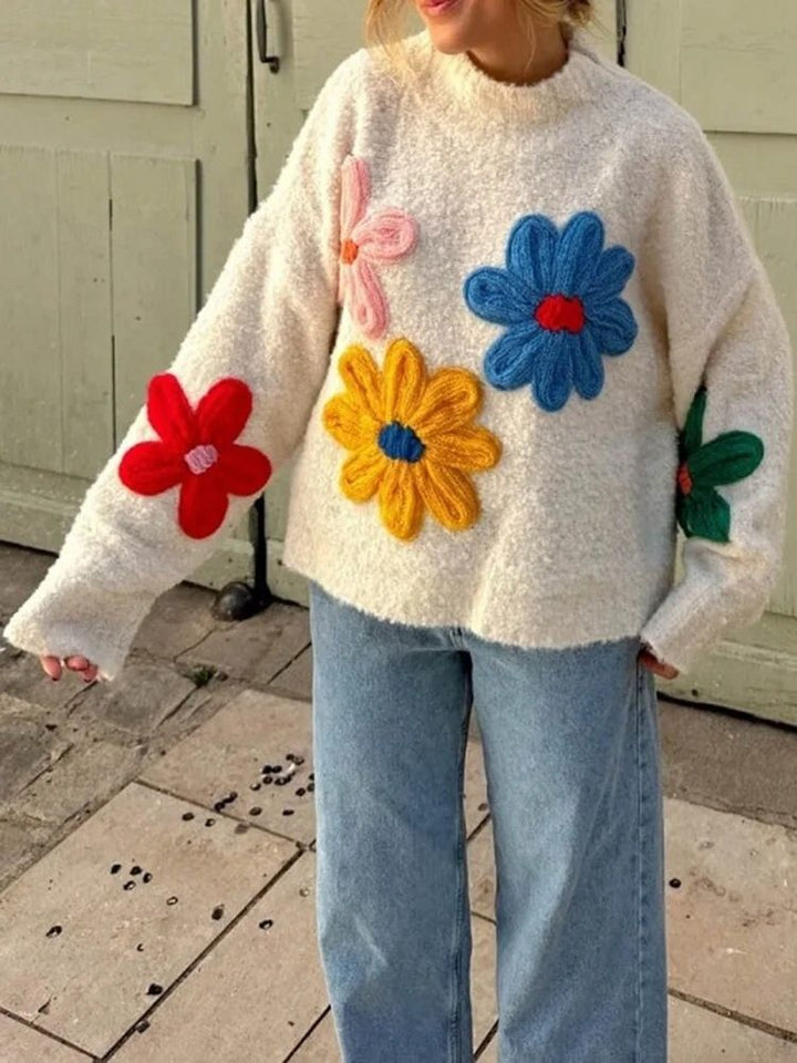 Stilla | Blomster Strikpullover til Damer