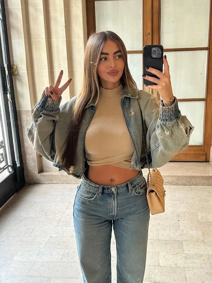 Stilla | Jeansjakke i Used-Look