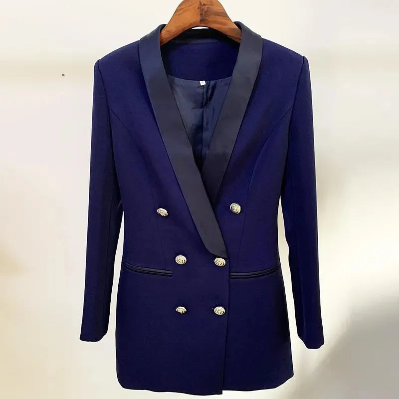 Stilla | Navy Blå Tuxedo Blazer Kvinder - Uformel - Ensfarvet