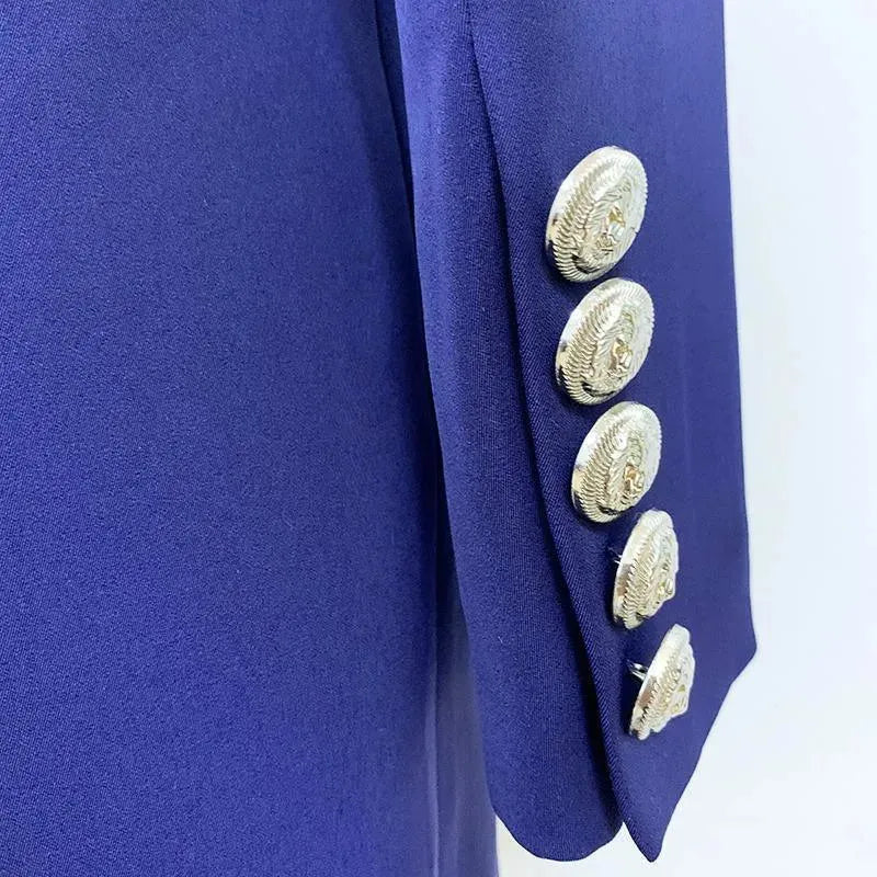 Stilla | Navy Blå Tuxedo Blazer Kvinder - Uformel - Ensfarvet