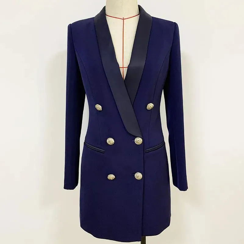Stilla | Navy Blå Tuxedo Blazer Kvinder - Uformel - Ensfarvet