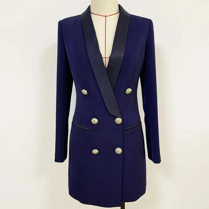 Stilla | Navy Blå Tuxedo Blazer Kvinder - Uformel - Ensfarvet