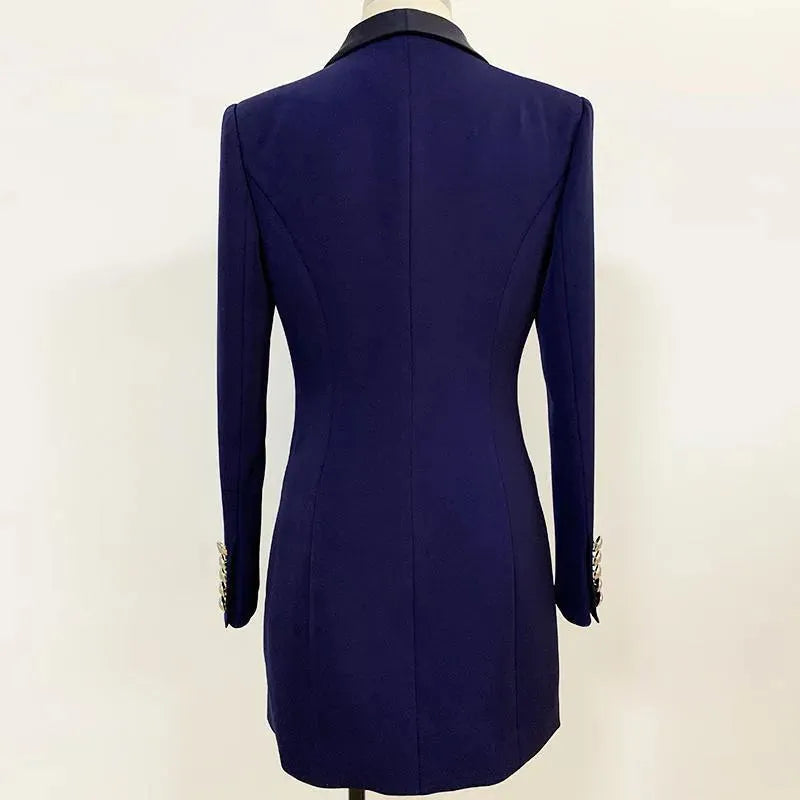 Stilla | Navy Blå Tuxedo Blazer Kvinder - Uformel - Ensfarvet