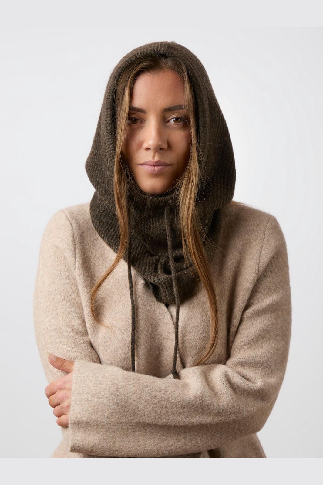 Stilla | Noir Madita Strik Balaclava Brun Melange