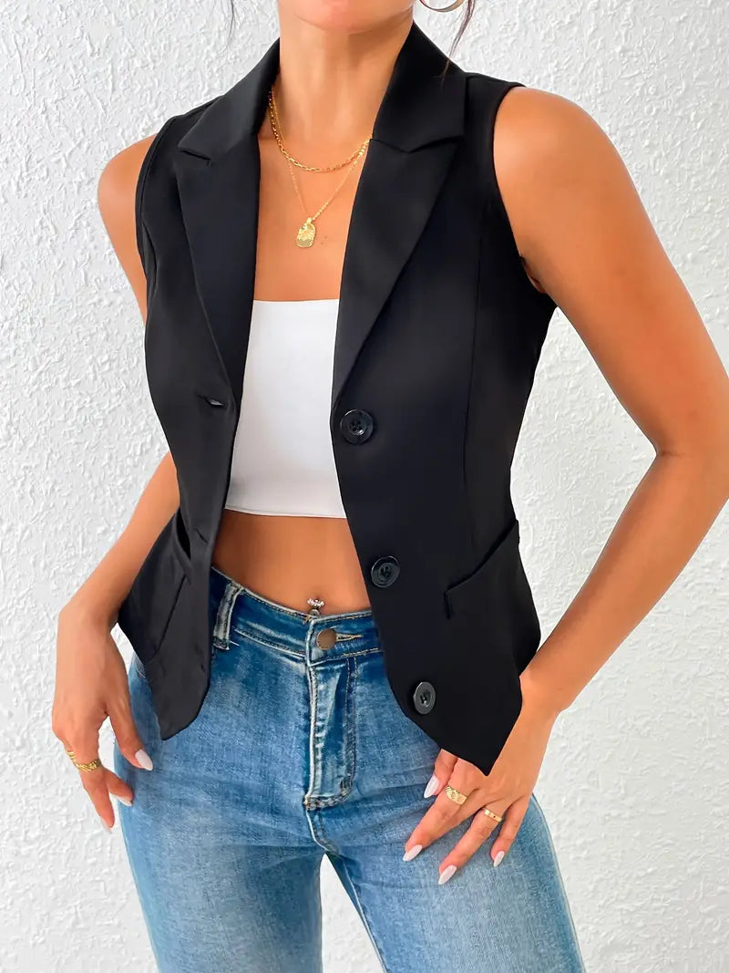 Stilla | Elegant Satin Vest Sort