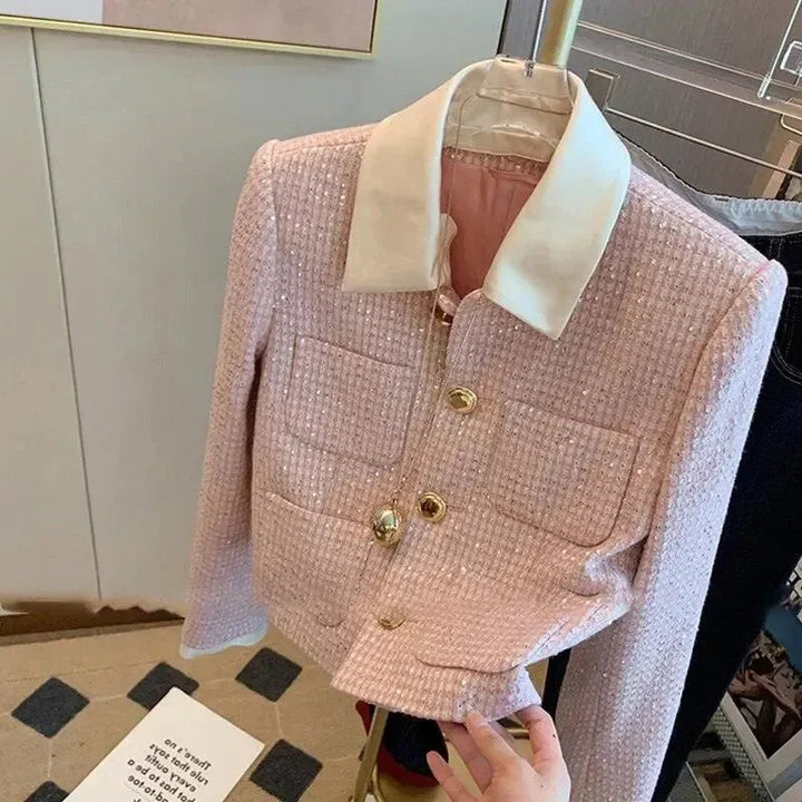 Stilla | Patchwork Crop Tweed Jakke Dame