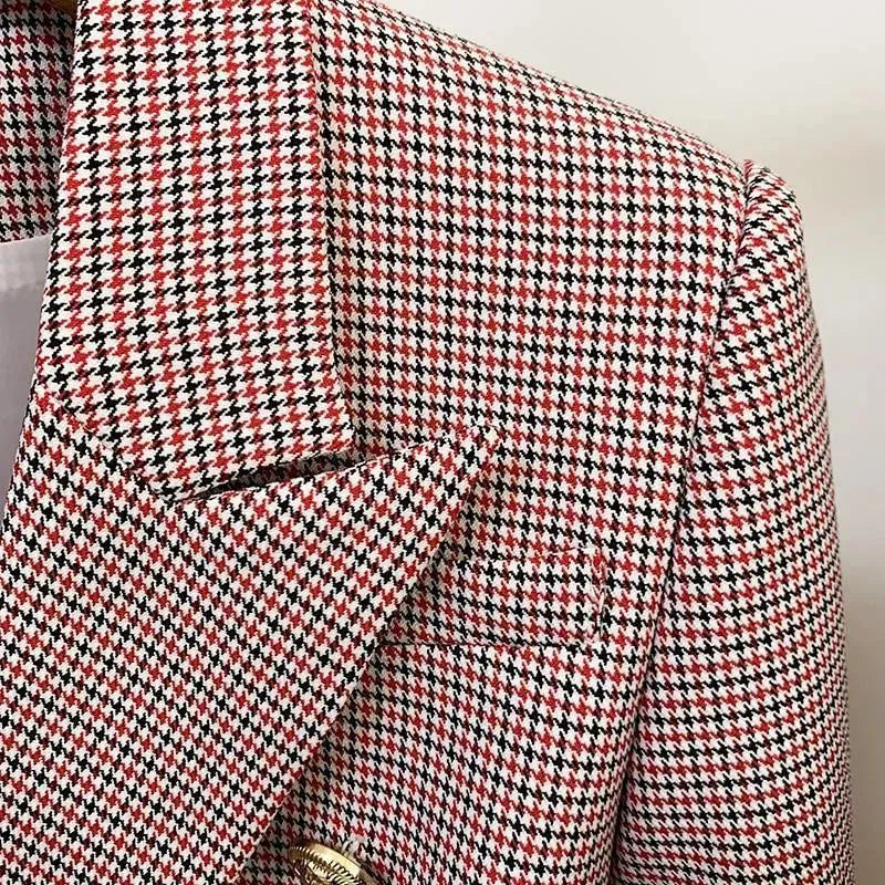 Stilla | Pink Hahnentrittmuster Blazer Kvinder - Formelt - Henley
