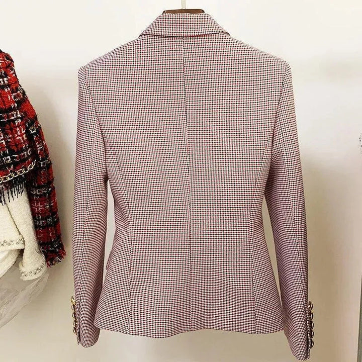 Stilla | Pink Hahnentrittmuster Blazer Kvinder - Formelt - Henley