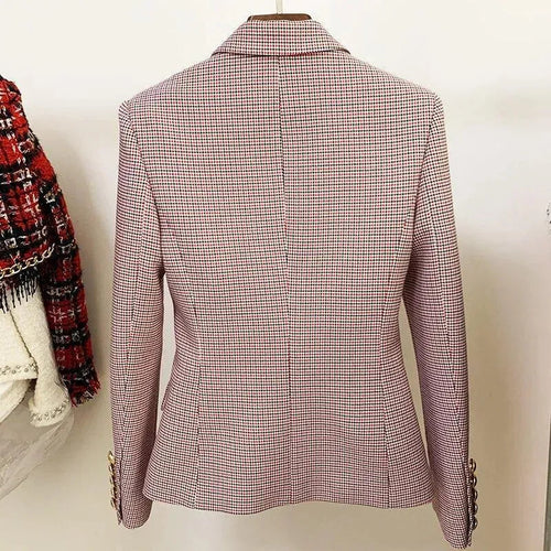 Stilla | Pink Hahnentrittmuster Blazer Kvinder - Formelt - Henley